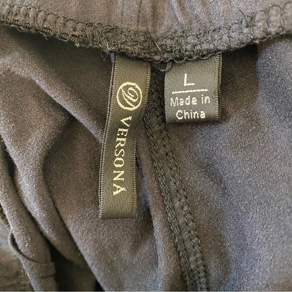 Versona Women Large Lounge Pants Ankle Black Pull On Stretch Velvety Comfy‎ - Picture 7 of 14